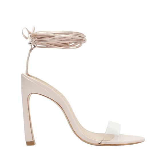 Schutz Jessie Vinyl & Nappa Leather Sandal Rose Beige Size 7.5 NWT $118 MSRP - Picture 1 of 8